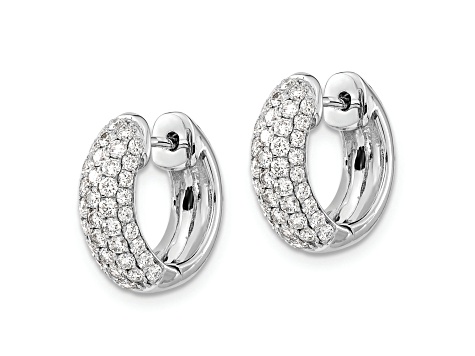 Rhodium Over 14K White Gold Lab Grown Diamond SI1/SI2, G H I, Hinged Hoop Earrings