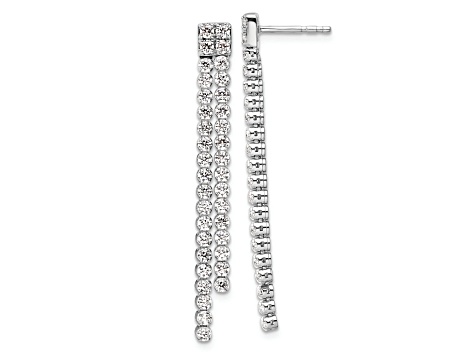 Rhodium Over 14K White Gold Lab Grown Diamond SI1/SI2, G H I, Post Dangle Earrings