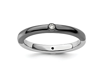Picture of Sterling Silver Stackable Expressions Polished Half White and Black Diamond Ring 0.044ctw