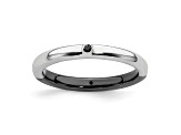 Sterling Silver Stackable Expressions Polished Half White and Black Diamond Ring 0.044ctw