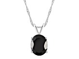 10x8mm Oval Black Onyx Rhodium Over Sterling Silver Pendant With Chain