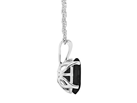10x8mm Oval Black Onyx Rhodium Over Sterling Silver Pendant With Chain