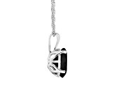 10x8mm Oval Black Onyx Rhodium Over Sterling Silver Pendant With Chain