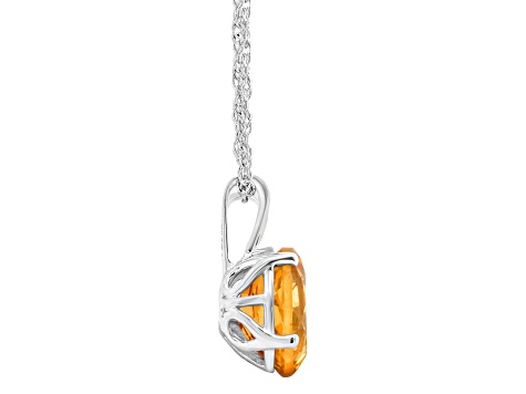 10x8mm Oval Citrine Rhodium Over Sterling Silver Pendant With Chain