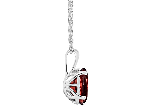 10x8mm Oval Garnet Rhodium Over Sterling Silver Pendant With Chain