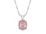 10x8mm Oval Rose Quartz Rhodium Over Sterling Silver Pendant With Chain