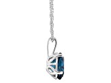 10x8mm Oval London Blue Topaz Rhodium Over Sterling Silver Pendant With Chain