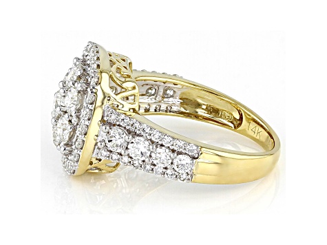 White Lab-Grown Diamond 14k Yellow Gold Cluster Ring 2.00ctw