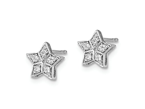Rhodium Over 14k White Gold 7.5mm Diamond Star Stud Earrings