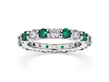 Picture of 2.00ctw Emerald and Diamond Eternity Band Ring in 14k White Gold