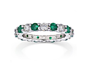 2.00ctw Emerald and Diamond Eternity Band Ring in 14k White Gold