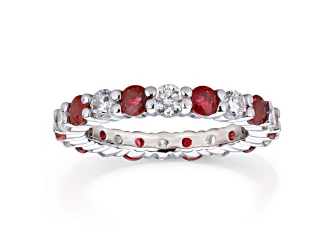 2.20ctw Ruby and Diamond Eternity Band Ring in 14k White Gold