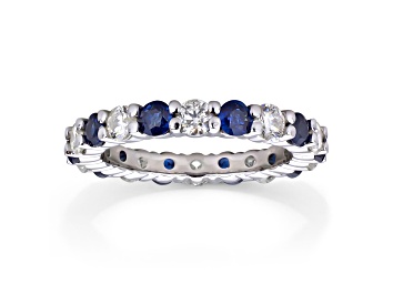 Picture of 2.20ctw Sapphire and Diamond Eternity Band Ring in 14k White Gold