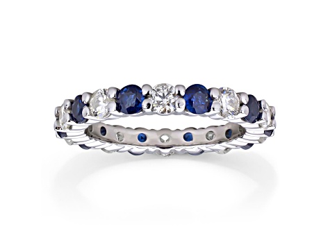 2.20ctw Sapphire and Diamond Eternity Band Ring in 14k White Gold