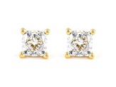 Princess Cut White IGI Certified Lab-Grown Diamond 18k Yellow Gold Stud Earrings 1.50ctw