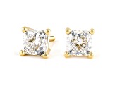 Princess Cut White Lab-Grown Diamond 18k Yellow Gold Stud Earrings 1.50ctw