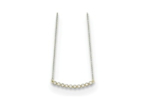 14K Yellow Gold with White Rhodium Diamond Curved Bar 18 Inch Necklace