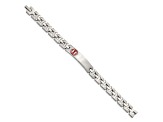 Stainless Steel Brushed and Polished Red Enamel 8-inch Medical ID Bracelet