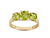 Green Peridot 10k Yellow Gold 3-Stone Ring 1.75ctw