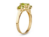 Green Peridot 10k Yellow Gold 3-Stone Ring 1.75ctw