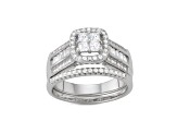 Lab Created White Sapphire Sterling Silver Bridal Ring Set 1.27ctw