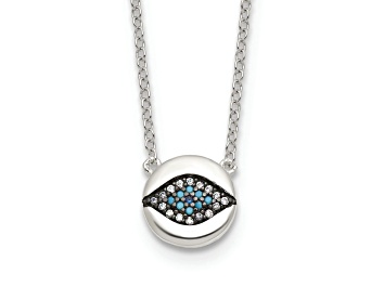 Picture of Sterling Silver Multi Color Cubic Zirconia Evil Eye 16-inch with 2-inch Extension Necklace
