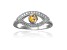 Citrine with Moissanite Accents Rhodium Over Sterling Silver Evil Eye Halo Ring