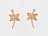 1.04ctw Pear Shaped Citrine and Cubic Zirconia 14K Rose Gold Over Sterling Silver Earrings
