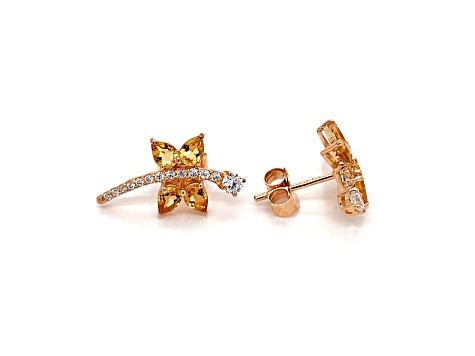 1.04ctw Pear Shaped Citrine and Cubic Zirconia 14K Rose Gold Over Sterling Silver Earrings