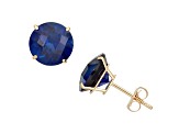 Lab Created Blue Sapphire Round 10K Gold Yellow Stud Earrings, 4.8ctw