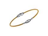 Diamond Stainless Steel and 18K White Gold Cable Bracelet