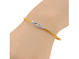 Diamond Stainless Steel and 18K White Gold Cable Bracelet
