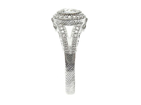 Judith Ripka 2.55ctw Bella Luce Diamond Simulant Rhodium Over Sterling Silver Halo Open Design Ring