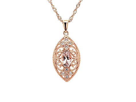 Morganite and Cubic Zirconia 18K Rose Gold Over Sterling Silver Pendant with Chain 0.81ctw