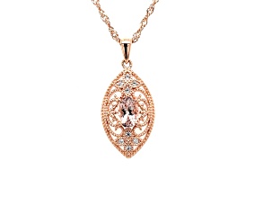 Morganite and Cubic Zirconia 18K Rose Gold Over Sterling Silver Pendant with Chain 0.81ctw