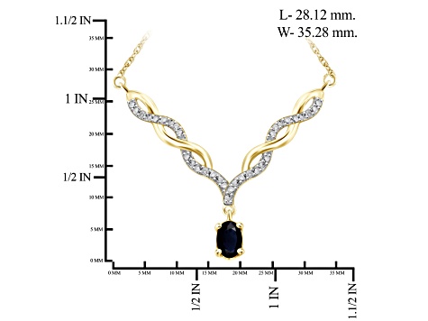 0.55ct Oval Sapphire with White Diamond Accent 14K Gold Over Sterling Silver Necklace