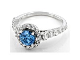 Blue And White Lab Grown Diamond 14k White Gold Ring 2.00ctw