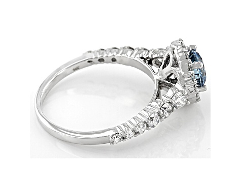 Blue And White Lab Grown Diamond 14k White Gold Ring 2.00ctw