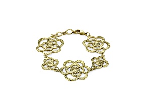 1928 Jewelry Gold Tone Hammered Flower Bracelet