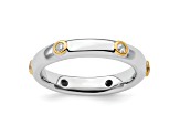 Sterling Silver with 14K Yellow Gold Stackable Expressions Polished Diamond Ring 0.133ctw