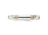 Sterling Silver with 14K Yellow Gold Stackable Expressions Polished Diamond Ring 0.133ctw