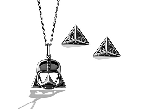 DARTH VADERâ„¢ HELMET JEWELRY SET in Black Rhodium over Sterling Silver with Black Diamonds
