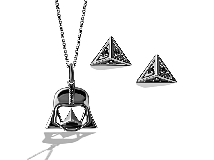 DARTH VADERÃ¢â€žÂ¢ HELMET JEWELRY SET in Black Rhodium over Sterling Silver with Black Diamonds