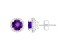 6mm Round Amethyst 1/5 ctw Diamond Rhodium Over Sterling Silver Halo Stud Earrings