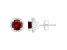 6mm Round Garnet 1/5 ctw Diamond Rhodium Over Sterling Silver Halo Stud Earrings