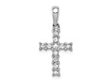 Rhodium Over 14K White Gold 1/20ct. Diamond Latin Cross Pendant