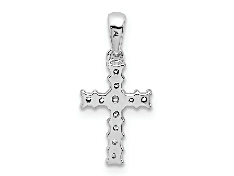 Rhodium Over 14K White Gold 1/20ct. Diamond Latin Cross Pendant