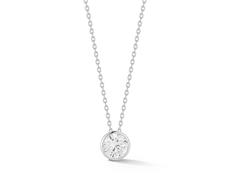 Rachel Zoe Rhodium Over Sterling Silver Round Cubic Zirconia Solitaire Pendant Necklace