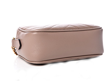 Gucci Mini GG Marmont Matelasse Chevron Rose Antic Leather Handbag