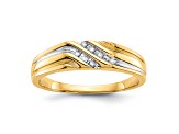 10K Yellow Gold with Rhodium Diamond Men's Ring